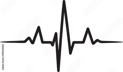 Black heartbeat pulse line vector icon, electrocardiogram medical symbol, isolated on white