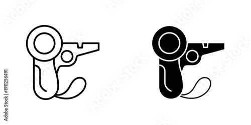Stylized Handgun Icons in Black and White on Plain Background