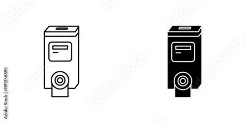Simple black and white illustration of two identical safe icons with subtle design differences