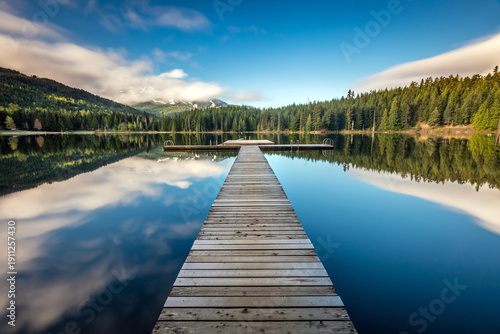 Lost Lake Reflection from Dock in Whistler British Columbia Canada