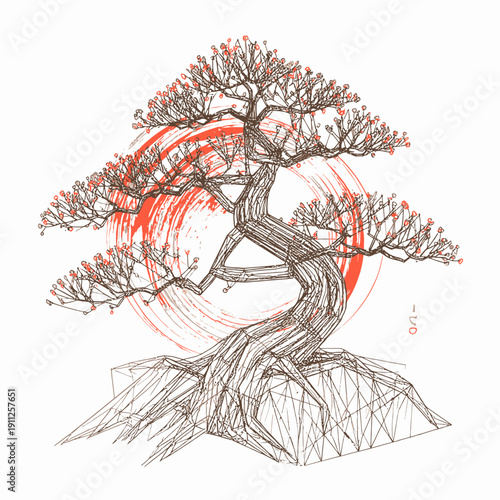 Beautiful Bonsai Tree with Colorfull design
