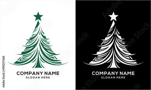 Elegant Christmas Tree Logo Design with Star Topper.