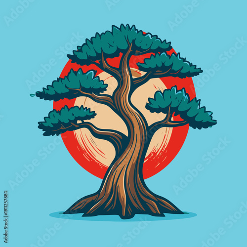 Beautiful Bonsai Tree with Colorfull design