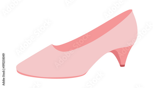 Pink kitten heel pump shoe women flat. Closed toe dress shoe for office, presentation, business outfit. Technical fashion illustration, CAD mockup, smooth vector men unisex isolated elegant style.