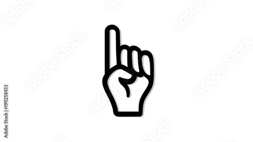 Black outline hand icon with index finger pointing up, symbolizing selection, direction, priority, or the number one. Minimalist graphic.