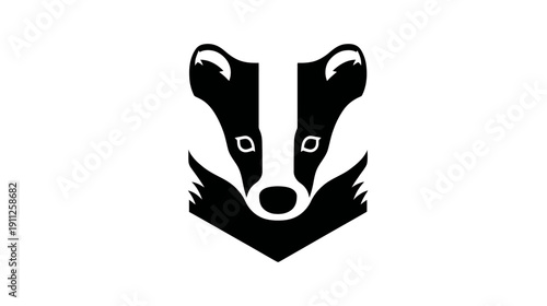 Stylized Badger Head Illustration - Black and White Graphic Animal Emblem Design