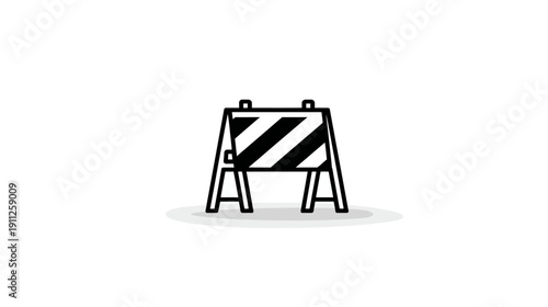 Road construction barrier icon. Simple outline vector illustration of a warning sign, road work ahead, maintenance, blockade, caution.