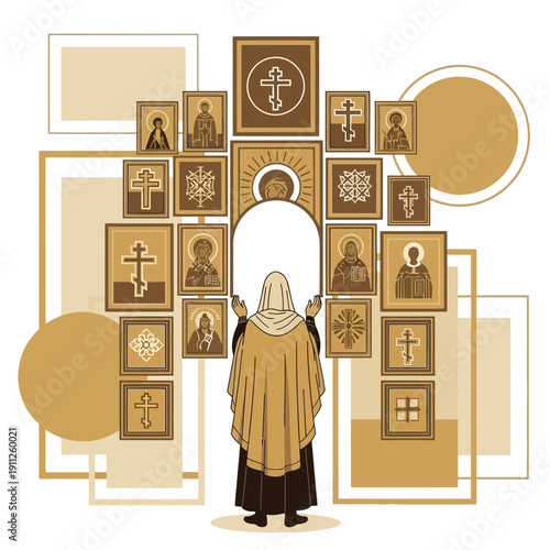 Sacred Icons And Clergy Worship Divine Light And Faith