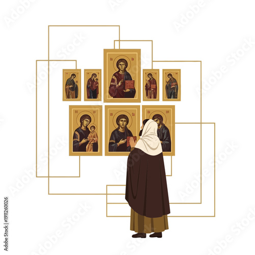 Sacred Icon Display Inspires Spiritual Contemplation And Reverence
