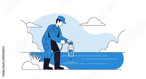 Scientist Collecting Water Sample For Environmental Analysis