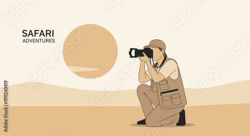 Safari Photographer Capturing Wildlife During Golden Hour Adventures