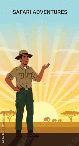 Safari Guide Welcomes You To An African Sunrise Expedition Experience