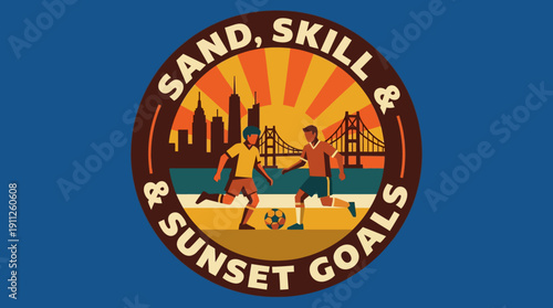 Beach Soccer Vibes Skill, Sun, and Sunset Goals in a Vibrant Cityscape