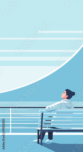 Serene Individual Embracing Calmness On A Tranquil Outdoor Bench