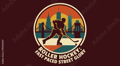 Roller Hockey Fast Paced Street Glory In A Cityscape With A Player