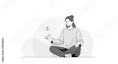 Serene Meditation With Financial Symbol Representing Wealth Attraction