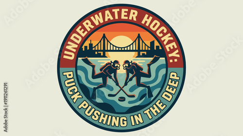 Underwater Hockey Puck Pushing in the Deep, Divers Competing in an Aquatic Sport