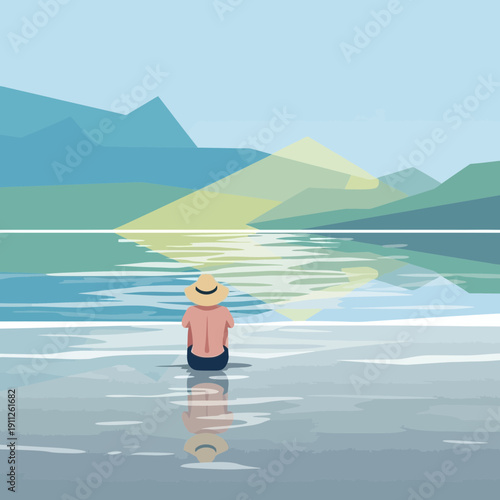 Serene Solitude By The Tranquil Waters Reflecting Majestic Mountains