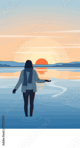 Serene Solitude At Dawn Embracing The Morning Light Over Calm Waters