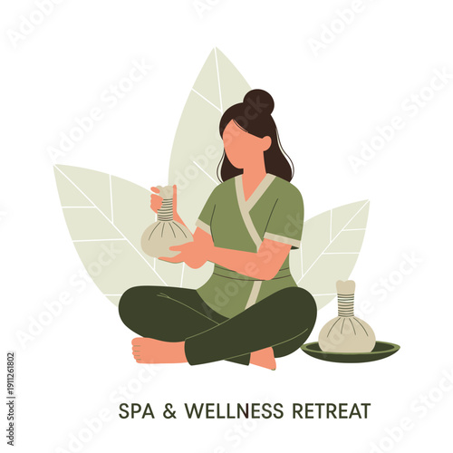 Serene Spa Treatment With Herbal Compress For Relaxation And Rejuvenation