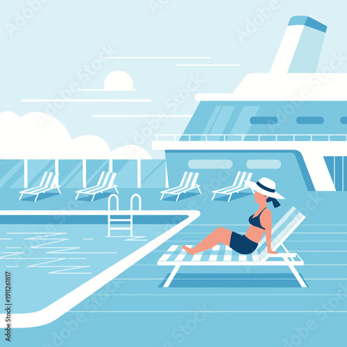 Serene Summer Cruise Relaxation By The Poolside Onboard Luxury Yacht