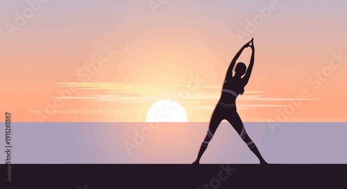 Serene Sunset Yoga Session by the Ocean in Silhouette