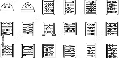 Abacus vector outline icon set .