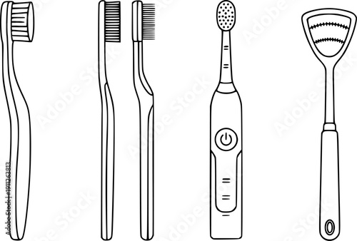 Toothbrush vector line illustration . 