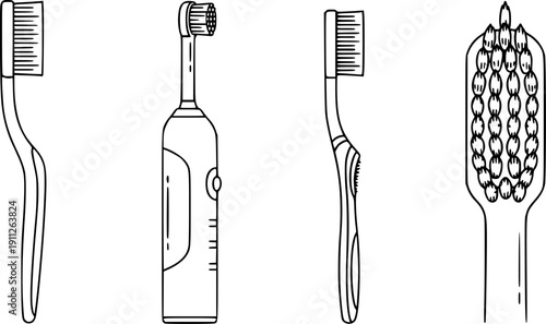 Toothbrush vector line illustration . 