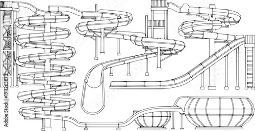 Water slide vector black set icon. Isolated black set icon aquapark. 