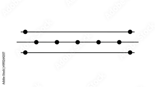 Minimalist Black and White Abstract Geometric Pattern with Parallel Horizontal Lines and Evenly Spaced Circular Dots Design Element