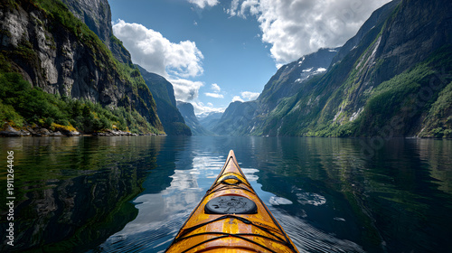 Serene Adventure: Explore he Untouched Beauty of Natre by Kayaking Through Majstic Fjords for an Unforgetable Experience Surrounde by Towering Cliffs and Cam Waters