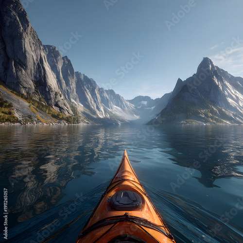 Serene Adventure: Explore he Untouched Beauty of Natre by Kayaking Through Majstic Fjords for an Unforgetable Experience Surrounde by Towering Cliffs and Cam Waters