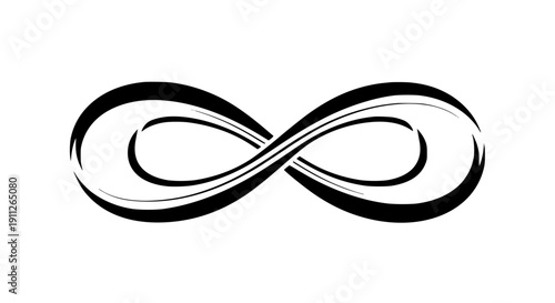 Sleek and modern infinity symbol in smooth black line art, scalable vector format ideal for logos, tattoos, branding, and digital designs with timeless elegance.