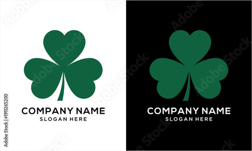 Green Shamrock Leaf Logo Design for Company Branding.