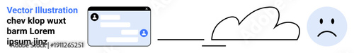 User privacy, data security, cloud technology, digital interaction, emotional communication, transparency issues. A digital interface connected to a cloud and a sad face. User privacy and data