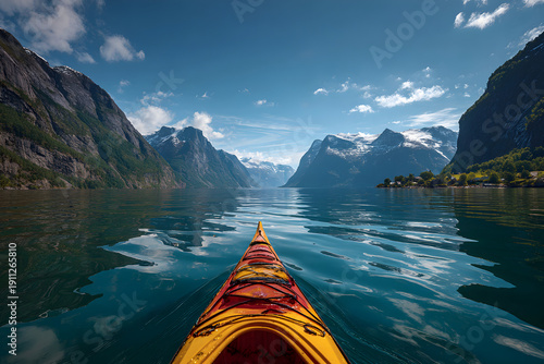 Serene Adventure: Explore he Untouched Beauty of Natre by Kayaking Through Majstic Fjords for an Unforgetable Experience Surrounde by Towering Cliffs and Cam Waters