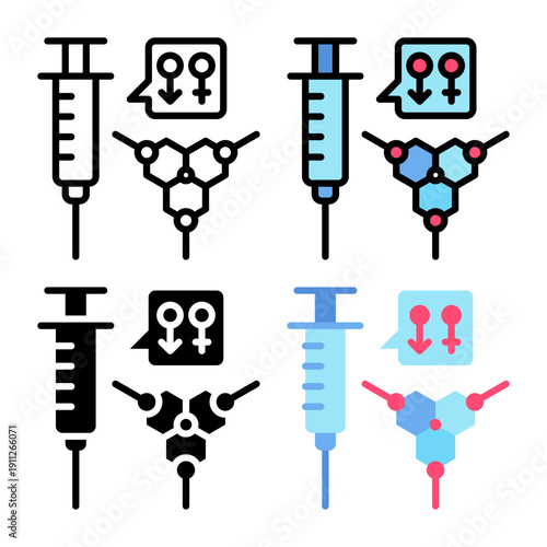 Hormone therapy Icon set collection � Complete icon pack collection for Diagnosis Cancer theme needs