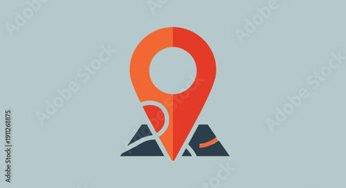 Vibrant gradient map pin icon representing GPS navigation, location, and travel, with abstract road lines on a minimalist background.