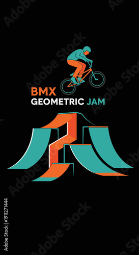 Dynamic Geometric BMX Freestyle Competition Illustration Energetic Action