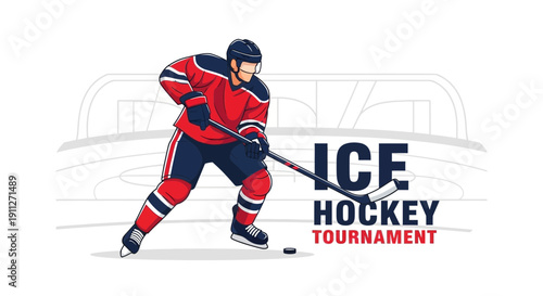 Dynamic Ice Hockey Player Action Shot For Championship Events
