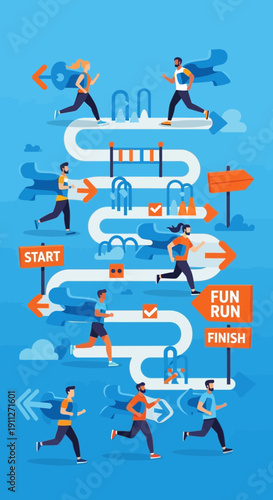 Dynamic Marathon Race Event Illustrates Health And Fitness Goals Achieved