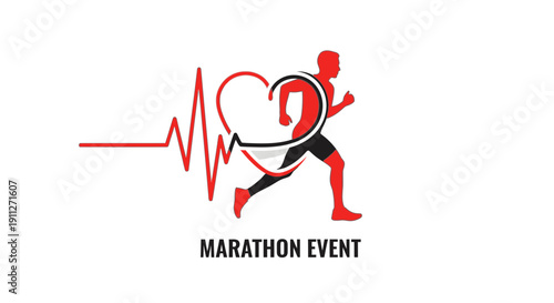Dynamic Marathon Runner Heartbeat Icon Capturing Fitness and Endurance Event Spirit