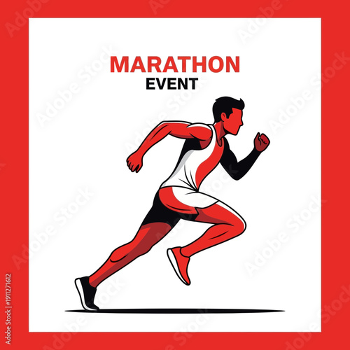 Dynamic Marathon Runner In Motion Athletic Sport Concept Illustration