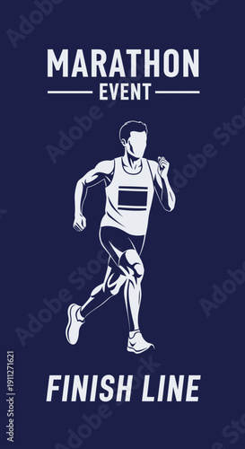 Dynamic Marathon Runner Silhouette Approaching the Finish Line In This Bold Design