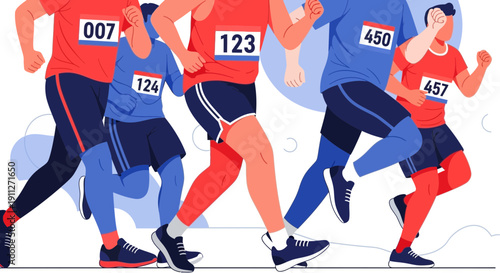 Dynamic Marathon Runners Competing in a Vibrant Race Event