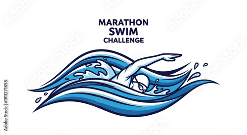 Dynamic Marathon Swim Challenge Artistic Illustration Style