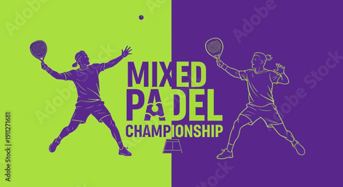 Dynamic Mixed Padel Championship Graphic Design With Active Players