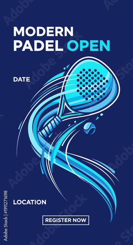 Dynamic Modern Padel Open Championship Tournament Announcement Graphic