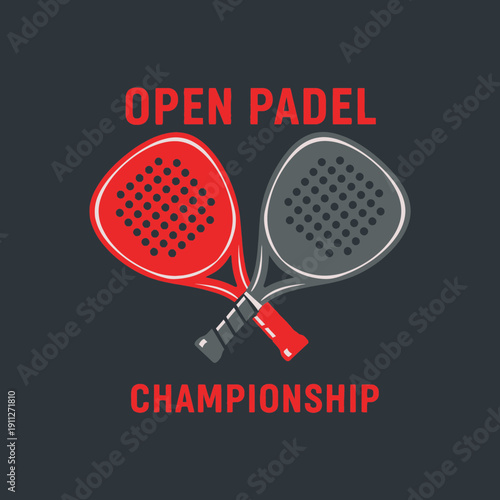 Dynamic Open Padel Championship Logo Design Featuring Crossed Rackets For Sports Events